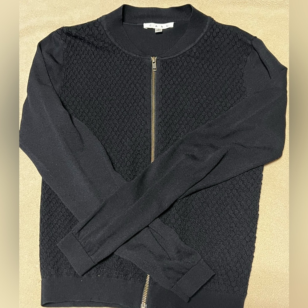 CAbi style 201 Black Bomber Zip Cardigan